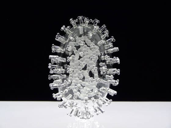 March 19, 2020, Bristol, United Kingdom: IN PHOTO: Avian Flu..Internationally-renowned British artist Luke Jerram has created a coronavirus glass sculpture in tribute to the huge global scientific and medical effort to combat the pandemic...Made in glass, at 23cm in diameter, it is 1 million times larger than the actual virus. ..It was commissioned 5 weeks ago by a university in America to reflect its current and future research and learning in health, the environment and intelligent systems, and its focus on solving global challenges. ..Luke says: Ã¢â‚¬oeHelping to communicate the form of the virus to the public, the artwork has been created as an alternative representation to the artificially coloured imagery received through the media. In fact, viruses have no colour as they are smaller than the wavelength of light.Ã¢â‚¬Â ..Ã¢â‚¬oeTh - ZUMAc218 20200319_zia_c218_035 Copyright: xCOVERxImagesx