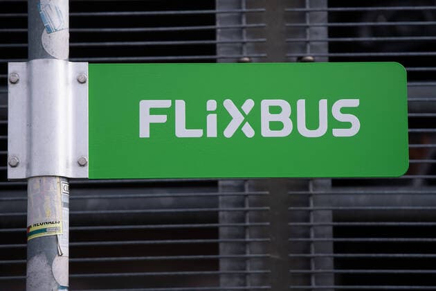 Herford, Germany 18 03 2020 Feature Reisen Logo, coat of arms, emblem, lettering of a Flixbus sign, Herford Germany