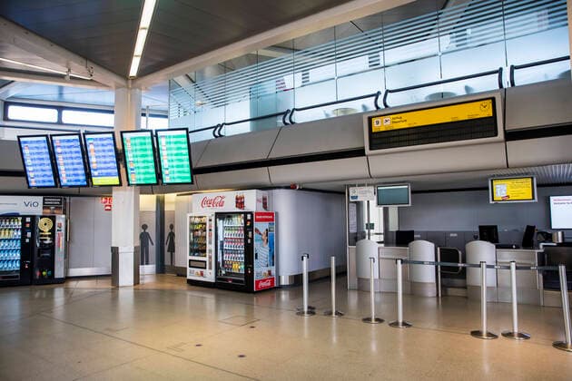 Empty airport Tegel in Berlin on 19 March 2020 The consequences of the coronavirus COVID 19 can also be felt in the city after the Senate restricted the closure of cultural and sports events, gatherings of more than 50 people and the respect of distances in the remaining businesses and restaurants Public liver further in Berlin because of coronavirus