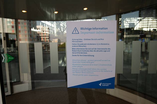 Coronavirus COVID 19 Stuttgart Airport and Messe Stuttgart under the influence of the pandemic The grounds and terminals are also referred to Very few flights arrive in Stuttgart at Stuttgart Mitte Baden Württemberg Germany Copyright: xLeif-HendrikxPiechowskix