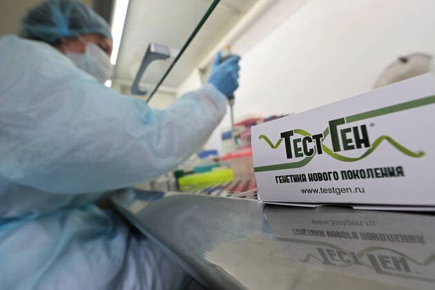 ULYANOVSK, RUSSIA - MARCH 20, 2020: An employee at the TestGene company developing and manufacturing molecular genetics test kits. Yegor Aleyev TASS  TS0D2E24