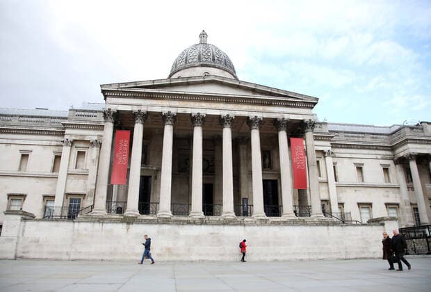 A very quiet area near Trafalgar Square, by the National Gallery. The COVID-19 Coronavirus pandemic crisis continues, and although there is no lockdown in London, some changes to public transport have been made as there seems to be fewer people and tourists moving around the city. COVID-19 Coronavirus crisis, London, UK on March 20, 2020 