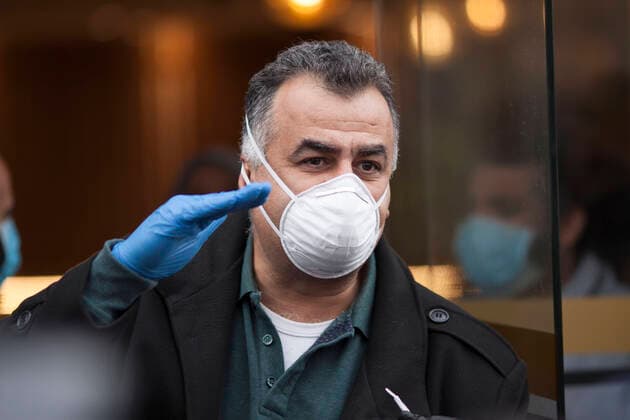 March 20, 2020, Beit Jala, West Bank: A doctor who s been with quarantined Palestinians at Angles Hotel in Beit Jala, at the end of quarantine in the hotel after 14 days. Beit Jala West Bank - ZUMAb133 20200320_zap_b133_038 Copyright: xMustafaxBaderx