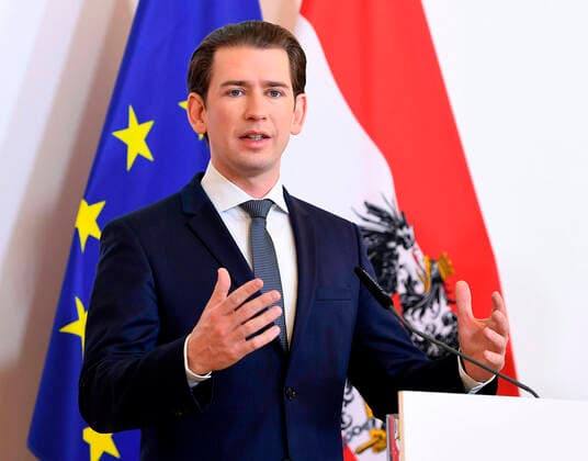 Vienna 20 03 2020, Federal Chancellery, Vienna, AUT, Acute developments on corona disease in Austria, press conference, Current measures, in picture Federal Chancellor Sebastian Kurz OeVP Federal Chancellor Sebastian Kurz OeVP during a press conference on the subject Current measures, of Austrian Goverment about the Coronavirus Pandemic at the Federal Chancellery in Vienna, Austria on 2020 03 20  EP_pool