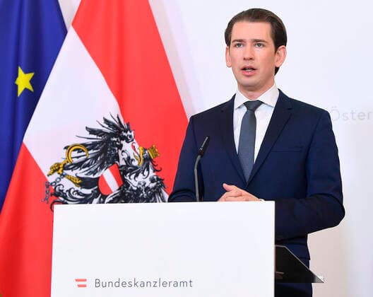 Vienna 20 03 2020, Federal Chancellery, Vienna, AUT, Acute developments on corona disease in Austria, press conference, Current measures, in picture Federal Chancellor Sebastian Kurz OeVP Federal Chancellor Sebastian Kurz OeVP during a press conference on the subject Current measures, of Austrian Goverment about the Coronavirus Pandemic at the Federal Chancellery in Vienna, Austria on 2020 03 20  EP_pool