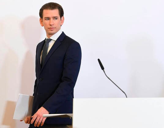 Vienna 20 03 2020, Federal Chancellery, Vienna, AUT, Acute developments on corona disease in Austria, press conference, Current measures, in picture Federal Chancellor Sebastian Kurz OeVP Federal Chancellor Sebastian Kurz OeVP during a press conference on the subject Current measures, of Austrian Goverment about the Coronavirus Pandemic at the Federal Chancellery in Vienna, Austria on 2020 03 20  EP_pool