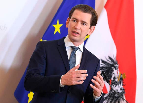 Vienna 20 03 2020, Federal Chancellery, Vienna, AUT, Acute developments on corona disease in Austria, press conference, Current measures, in picture Federal Chancellor Sebastian Kurz OeVP Federal Chancellor Sebastian Kurz OeVP during a press conference on the subject Current measures, of Austrian Goverment about the Coronavirus Pandemic at the Federal Chancellery in Vienna, Austria on 2020 03 20  EP_pool