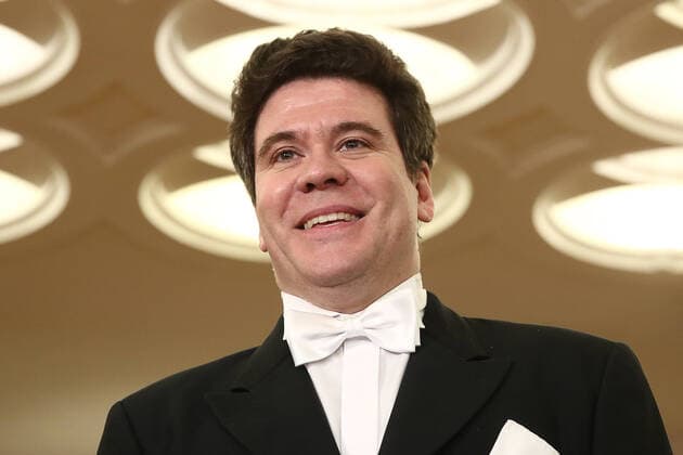 MOSCOW, RUSSIA - MARCH 20, 2020: Pianist Denis Matsuev talks to journalists ahead of a live broadcast of his concert from the empty Tchaikovsky Concert Hall. The Russian Culture Ministry advised to suspend public events due to the COVID-19 coronavirus pandemic. Valery Sharifulin TASS  TS0D2EB9