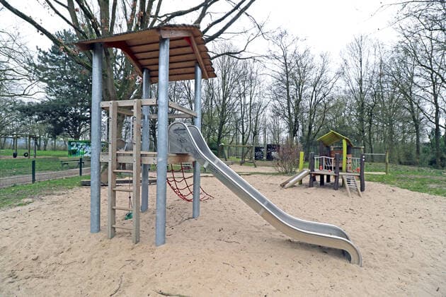 Fear of the corona virus A childrens playground has been closed due to the corona crisis and may no longer be used Essen North Rhine-Westphalia Germany