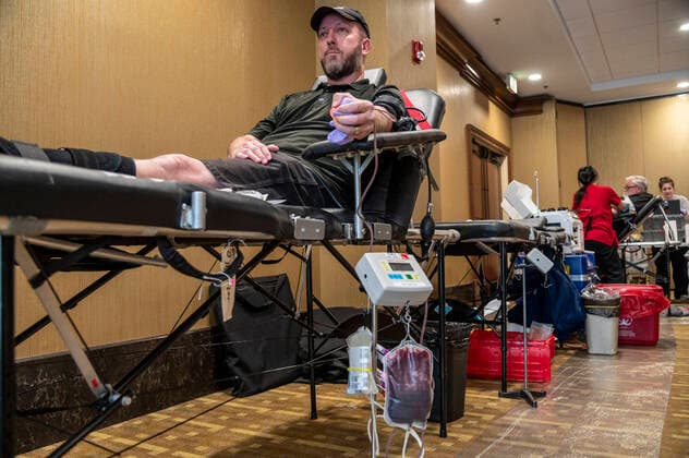 March 20, 2020, Sacramento, California, USA: Steve Wash, media relations for the American Red Cross donated blood along with many members of the community after realizing the great need to help for the future of the coronavirus preparation in Sacramento on Friday, March 20, 2020. Sacramento USA - ZUMAby1_ 20200320_zap_by1_002 Copyright: xRenÃ exC.xByerx
