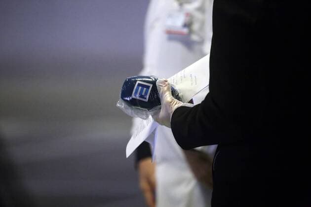 Spain: 7th day of alert status for CoVid-19 Oviedo, SPAIN: A television micro wrapped in plastic during the 7th day of the State of Alert in Spain, at the Central University Hospital of Asturias in Oviedo, Spain on March 20, 2020. Oviedo Asturias Spain Copyright: AlbertoxBrevers