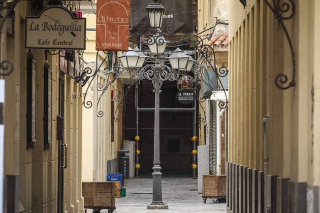 March 20, 2020: March 20, 2020 (Malaga) Streets, squares, monuments, port, deserted roads throughout the city of Malaga with the Coronavirus State alarm. - ZUMAc161 20200320_zap_c161_056 Copyright: xLorenzoxCarnerox