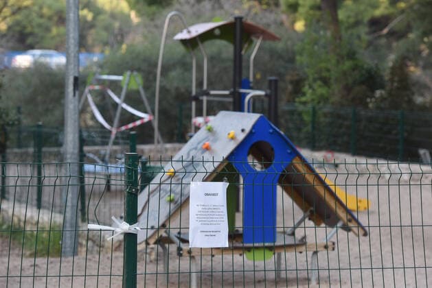 Closed playgrounds in Croatia 21.03.2020., Sibenik, Croatia - All playgrounds and outdoor sports are closed due to the coronavirus pandemic. HrvojexJelavic PIXSELL