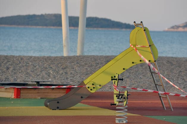 Closed playgrounds in Croatia 21.03.2020., Sibenik, Croatia - All playgrounds and outdoor sports are closed due to the coronavirus pandemic. HrvojexJelavic PIXSELL
