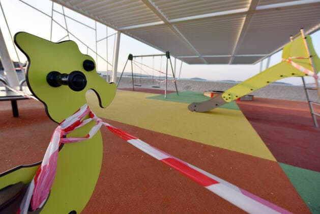 Closed playgrounds in Croatia 21.03.2020., Sibenik, Croatia - All playgrounds and outdoor sports are closed due to the coronavirus pandemic. HrvojexJelavic PIXSELL