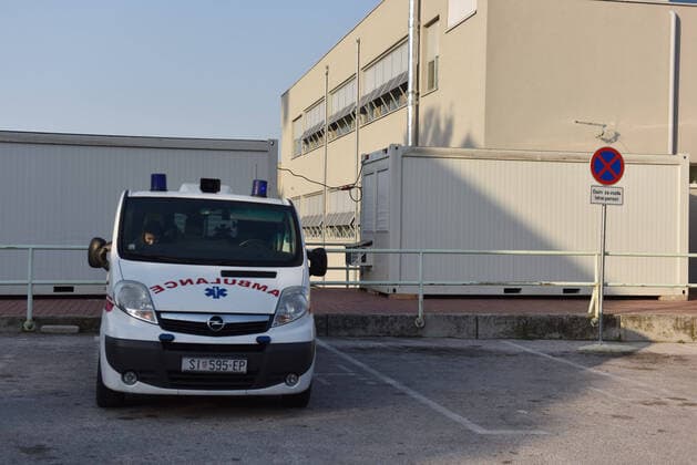 Mobile container, triage point for coronavirus patients 21.03.2020., Sibenik, Croatia - Containers are placed in front of the entrance to the emergency hospital in Sibenik s General Hospital, which will be a triage point for coronavirus patients. HrvojexJelavic PIXSELL