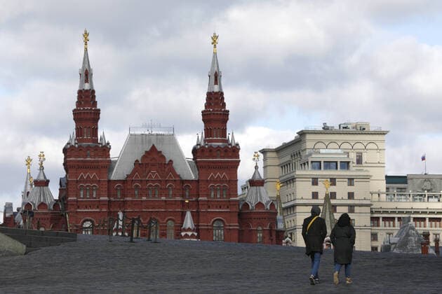 MOSCOW, RUSSIA - MARCH 21, 2020: People walking in Red Square. Alexander Shcherbak TASS  TS0D2F21