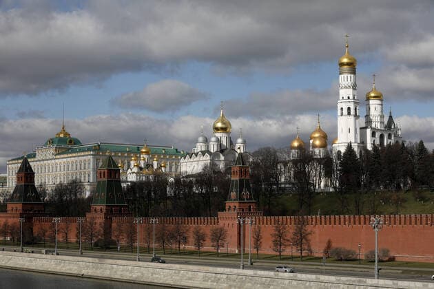 MOSCOW, RUSSIA - MARCH 21, 2020: A view of the Moscow Kremlin overlooking the Moskva River. Alexander Shcherbak TASS  TS0D2F35
