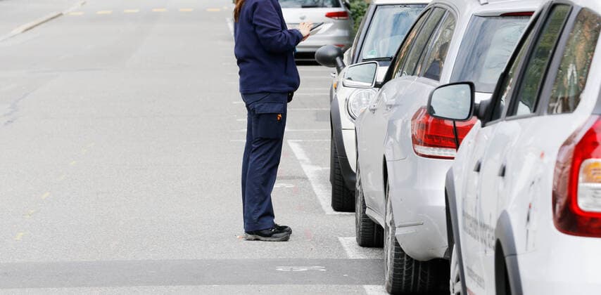 21 03 2020 Baden , SWITZERLAND , Parking controller Private company