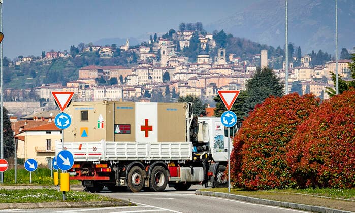 Bergamo Coronavirus - setting up of the hospital in Campo dell ANA (national alpine association) in the Fair area; (Foto & xa9;Sergio Agazzi Fotogramma, Bergamo - 2020-03-21) p.s. la foto e utilizzabile nel rispetto del contesto in cui e stata scattata, e senza intento diffamatorio del decoro delle persone rappresentate  Copyright: xFotox& xa9;SergioxAgazzix xFOTOGRAMMAx