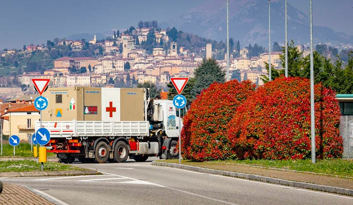 Bergamo Coronavirus - setting up of the hospital in Campo dell ANA (national alpine association) in the Fair area; (Foto & xa9;Sergio Agazzi Fotogramma, Bergamo - 2020-03-21) p.s. la foto e utilizzabile nel rispetto del contesto in cui e stata scattata, e senza intento diffamatorio del decoro delle persone rappresentate  Copyright: xFotox& xa9;SergioxAgazzix xFOTOGRAMMAx