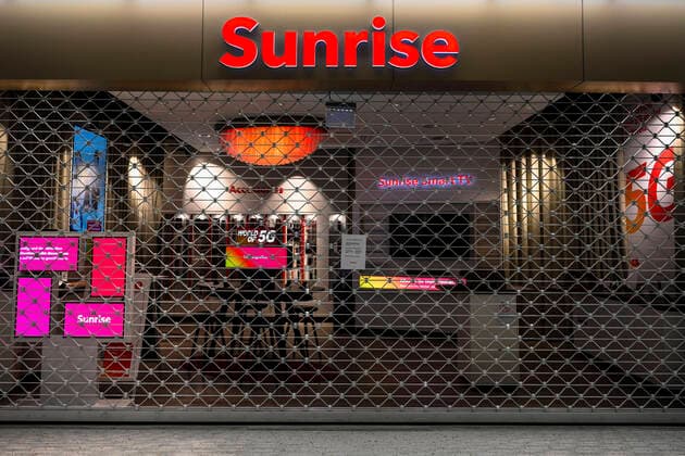 Closed Sunrise Shop, Sursee, Switzerland, 21 03 2020