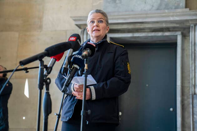 Mayor Frank Jensen and Police Director Anne Toennes inform about the corona situation and new measures in connection with enforcement of the assembly ban at the Politigaarden in Copenhagen, Saturday 21 March 2020,,  Copyright: MartinxSylvestx spdk20200321-121253-L
