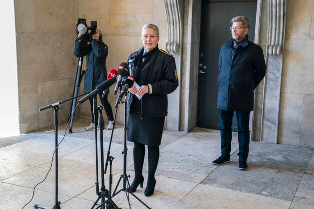 Mayor Frank Jensen and Police Director Anne Toennes inform about the corona situation and new measures in connection with enforcement of the assembly ban at the Politigaarden in Copenhagen, Saturday 21 March 2020,,  Copyright: MartinxSylvestx spdk20200321-121310-L