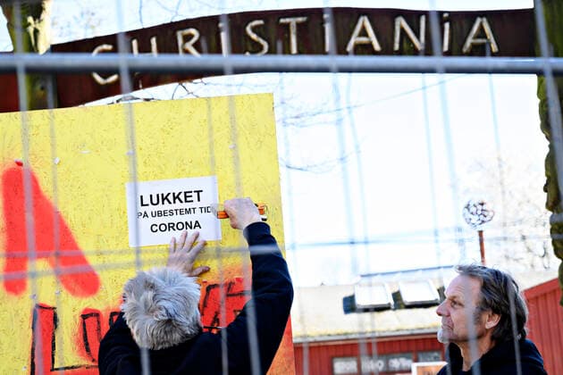 Christiania closes, Saturday March 21, 2020 Too many guests in recent days have allowed the refuge Christiania to close visitors from Saturday at 12 oclock for the danger of infection with coronavirus, Copenhagen Denmark,  Copyright: PhilipxDavali PhilipxDavalix spdk20200321-135305-L
