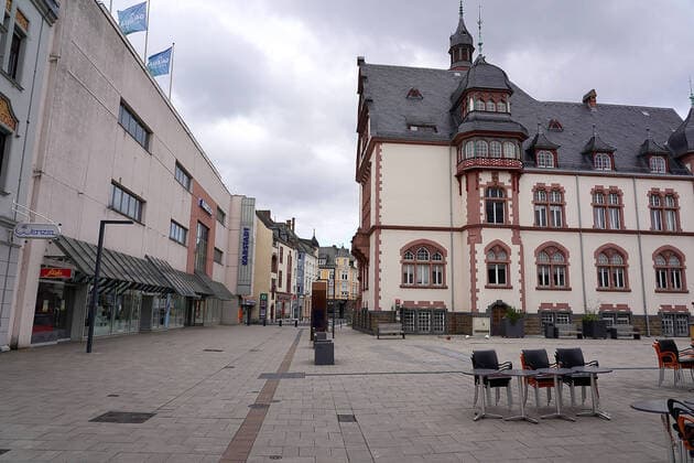Limburg City wg Cornoa empty 21 03 2020, , Limburg, , in the picture 12 oclock noon, the pedestrian zone, one of the most visited places in Limburg, nobody to see nordphotoxHasan Bratic nph00250