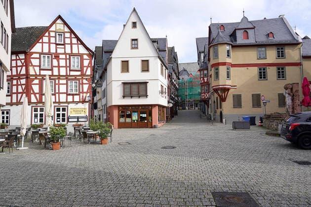 Limburg City wg Cornoa empty 21 03 2020, , Limburg, , in the picture 12 noon, the old town, one of the most visited tourist places in Limburg, nobody to see nordphotoxHasan Bratic nph00250