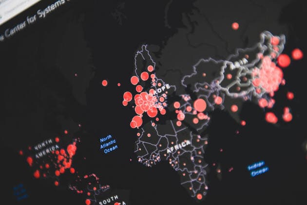 Dark number of coronavirus cases, interactive map Covid 19 Statistics from the Center for Systems Science and Engineering at Johns Hopkins University in Baltimore Stuttgart Baden Württemberg Germany Stuttgart Copyright: xonw-images.de MariusxBullingx
