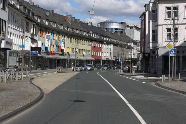 Coronavirus fear, effects because of the coronavirus Covid 19 , another curfew in NRW the city center of Siegen almost empty, Koelner Tor city center on 21 03 2020 in Siegen Germany