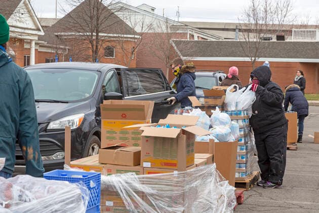 March 21, 2020, Detroit, Michigan, USA: Detroit, Michigan USA - 21 March 2020 - During the coronavirus crisis, the Gleaners Community Food Bank distributes free food to residents in need in southwest Detroit. Detroit USA - ZUMAw66_ 20200321_zaf_w66_006 Copyright: xJimxWestx