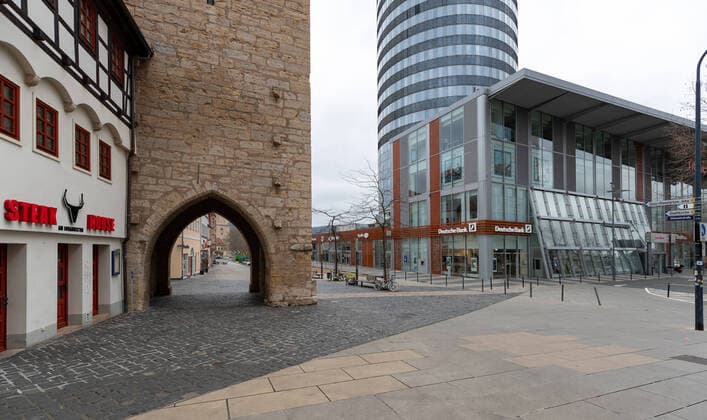 Corona crisis in Jena Ban on entering the city ensures empty city center Jena center Thuringia Germany xRMx
