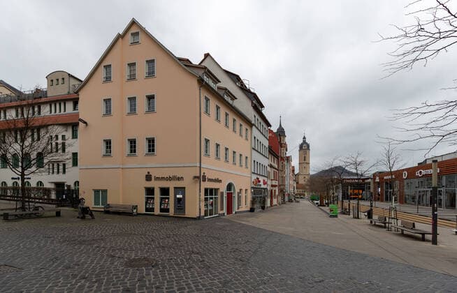 Corona crisis in Jena Ban on entering the city ensures empty city center Jena center Thuringia Germany xRMx