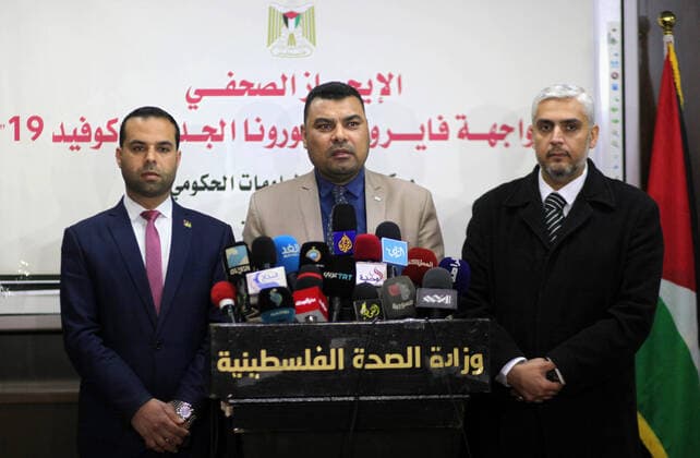 March 21, 2020, Gaza City, Gaza Strip, Palestinian Territory: Spokesman for the Ministry of Health, Ashraf Al-Qedra, speaks during a press conference about the coronavirus, in Gaza city, on March 21, 2020 Gaza City Palestinian Territory - ZUMAap3_ 20200321_zaf_ap3_038 Copyright: xMahmoudxAjjourx