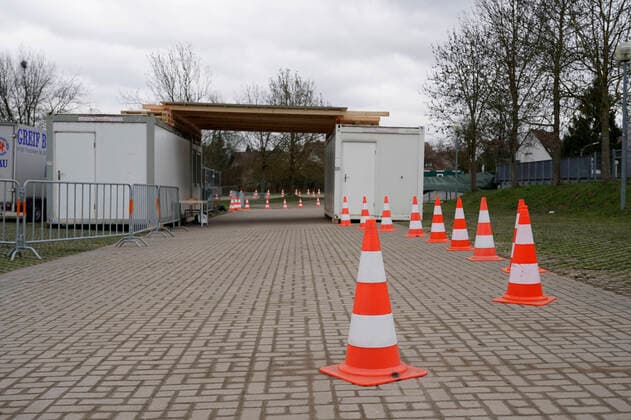 Corona Virus Pandemic, bfischu, HMB Media Schumacher, 21 03 20, Forchheim, Germany Swab site Forchheim, Public Health Department Copyright: HMBxMedia Schumacher