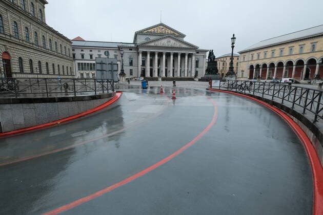 The Bavarian State Opera National Theatre at Max Joseph Platz Restricted access in Bavaria due to corona pandemic Day 1, Munich on 21 03 2020