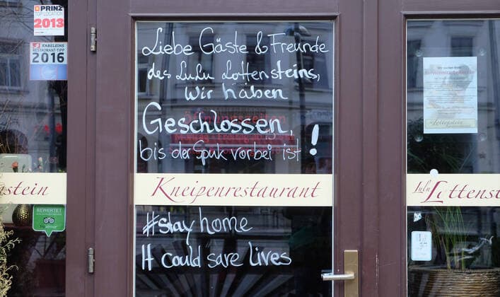 Leipzig, 21 03 2020, City of Leipzig, measures against the spread of the corona virus Closure of retail and public facilities , In the picture Restaurant Lottenstein in the Karl Liebknecht Straße has closed until the nightmare is over