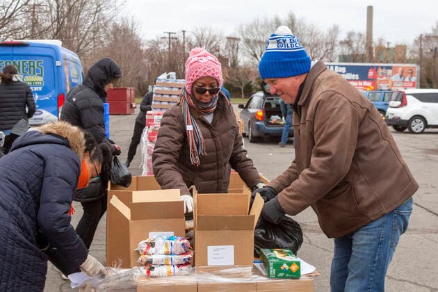 March 21, 2020, Detroit, Michigan, USA: The Gleaners Community Food Bank distributes free food to residents in need in southwest Detroit during Coronavirus outbreak. Detroit USA - ZUMAw66_ 20200321_zaf_w66_003 Copyright: xJimxWestx