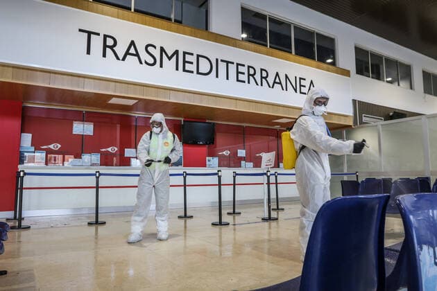 March 21, 2020: March 21, 2020 (Malaga) The Military Unit of Spain carries out disinfection tasks at the Malaga maritime station as a prevention to the Coronavirus - ZUMAc161 20200321_zap_c161_083 Copyright: xLorenzoxCarnerox