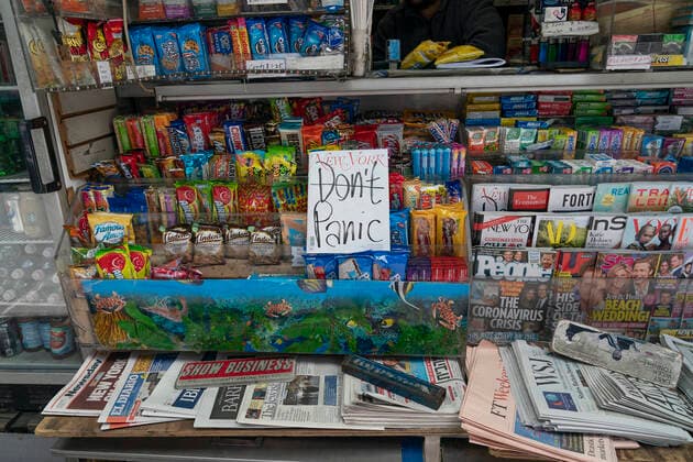 Stores in NYC react to COVID-19 outbreak New York magazine on sale at news stand on Broadway with dire warning about COVID-19 outbreak New York New York United States Copyright: LevxRadin