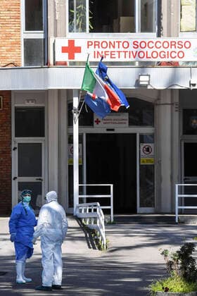 Doctors with a mask at the Cotugno hospital emergency room for infectious diseases, in Naples city.  Copyright: xSalvatorexLaportax xIPAx xKontrolabx