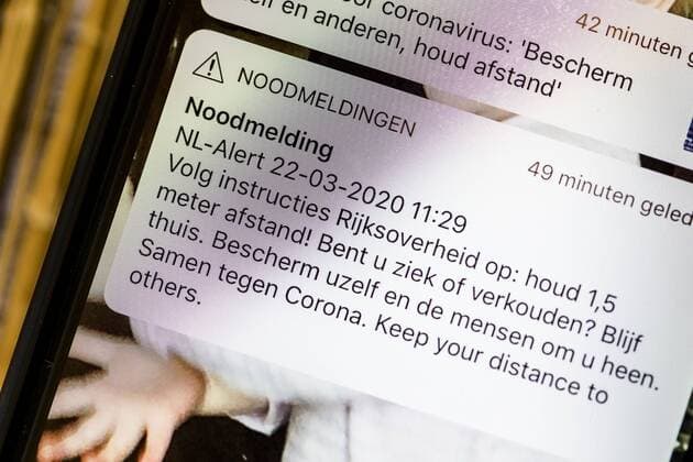 TILBURG - 22-03-2020, Emergancy call NL-alert. National emergence call from dutch government. Emergancy call NL-alert  x7557500x Copyright: