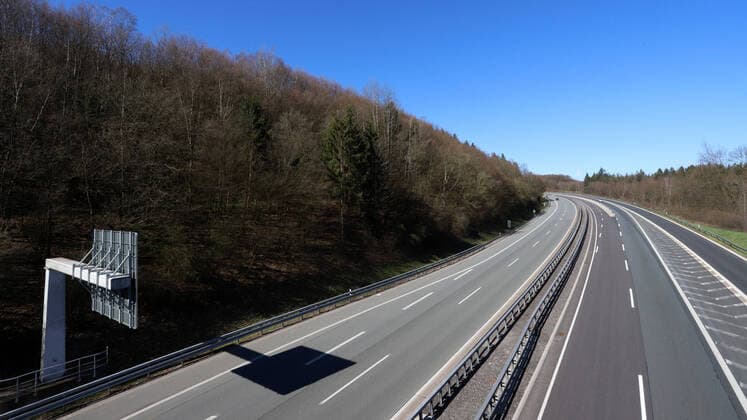 Coronavirus fear, effects because of coronavirus Covid 19 , people seem to follow the instructions of the authorities and stay mostly at home the highway A45 near Siegen, empty, no traffic highway A45 on 22 03 2020 in Siegen Germany