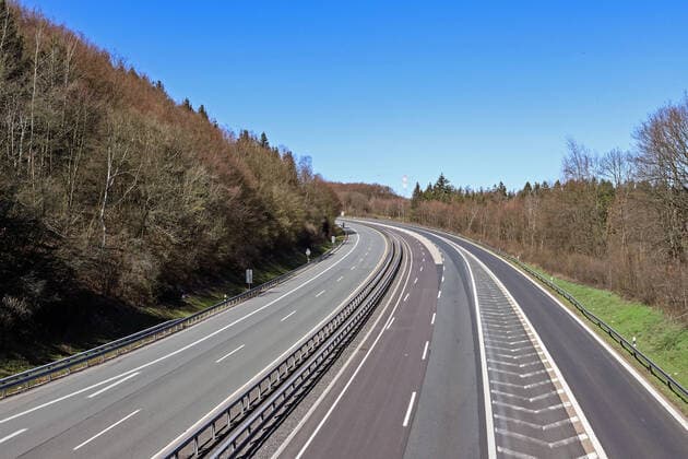 Coronavirus fear, effects because of coronavirus Covid 19 , people seem to follow the instructions of the authorities and stay mostly at home the highway A45 near Siegen, empty, no traffic highway A45 on 22 03 2020 in Siegen Germany