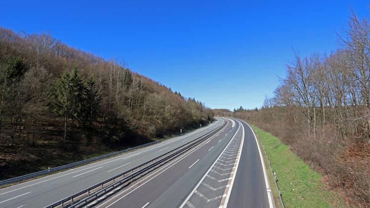 Coronavirus fear, effects because of coronavirus Covid 19 , people seem to follow the instructions of the authorities and stay mostly at home the highway A45 near Siegen, empty, no traffic highway A45 on 22 03 2020 in Siegen Germany