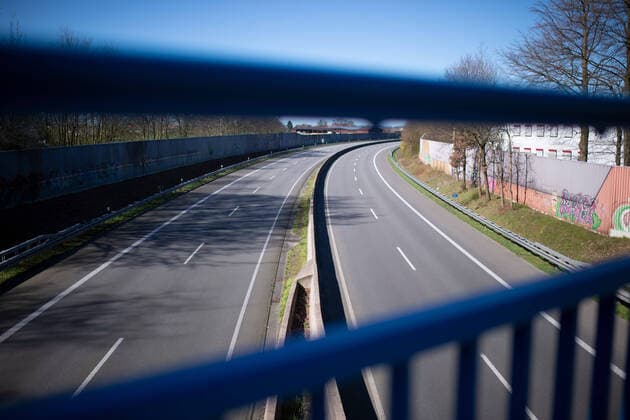 Bünde, Germany 22 03 2020 Feature Traffic An empty motorway, no cars on the A30 , Bünde Germany