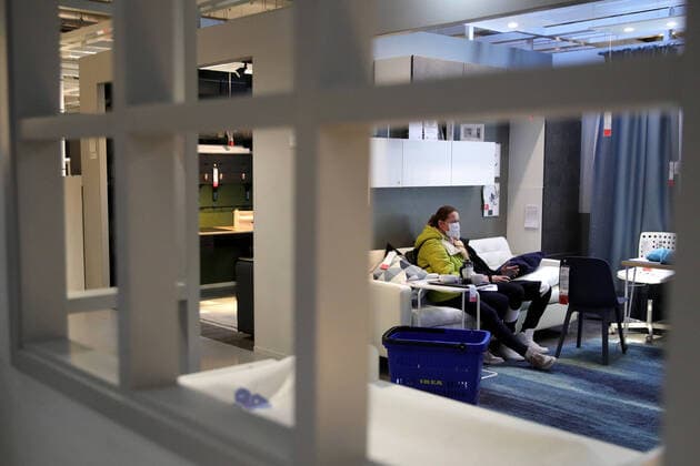 MOSCOW REGION, RUSSIA - MARCH 22, 2020: Customers at the IKEA Khimki store outside Moscow; due to the ongoing COVID-19 pandemic, IKEA has decided to temporarily close its outlet stores in a number of European countries, US and Canada. Sergei Bobylev TASS  TS0D30D5
